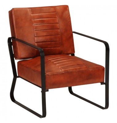  Poilsio kėdė, rudos spalvos, 58,5x64x76cm, tikra oda - Foteliai, krėslai - 1