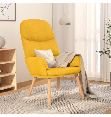  Poilsio kėdė, garstyčių geltonos spalvos, audinys - Foteliai, krėslai - 1