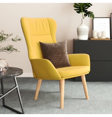  Poilsio kėdė, garstyčių geltonos spalvos, audinys - Foteliai, krėslai - 1