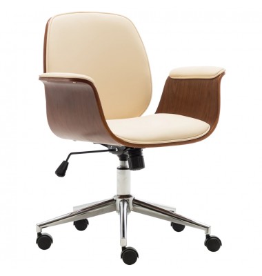  Biuro kėdė, kreminės sp., išlenkta mediena ir dirbtinė oda - Biuro kėdės - 1