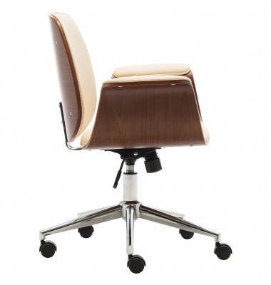  Biuro kėdė, kreminės sp., išlenkta mediena ir dirbtinė oda - Biuro kėdės - 4