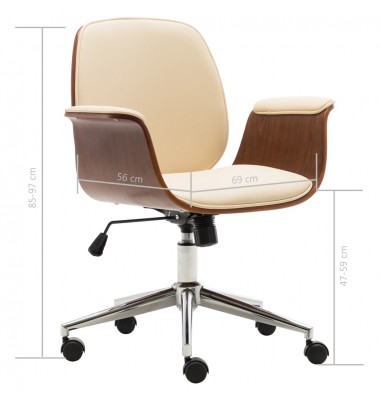  Biuro kėdė, kreminės sp., išlenkta mediena ir dirbtinė oda - Biuro kėdės - 8