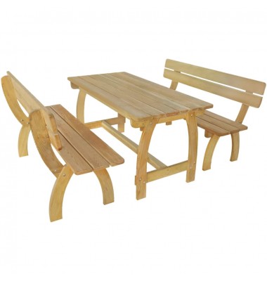  Alaus stalas su 2 suoliukais, impregnuota pušies mediena 
