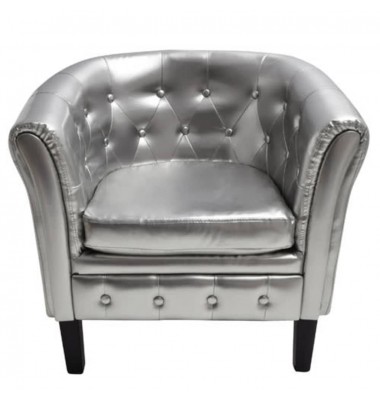  Krėslas, sidabrinės spalvos, dirbtinė oda  - Foteliai, krėslai - 1