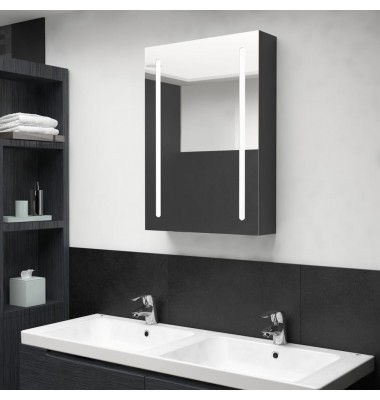  Veidrodinė vonios spintelė su LED apšvietimu, juoda, 50x13x70cm - Vonios spintelės, veidrodžiai - 1