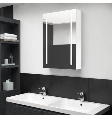  Veidrodinė vonios spintelė su LED apšvietimu, balta, 50x13x70cm - Vonios spintelės, veidrodžiai - 1