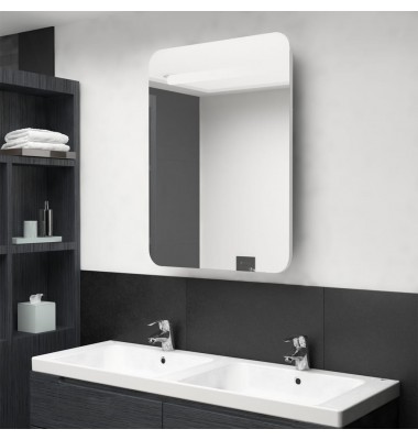  Veidrodinė vonios spintelė su LED apšvietimu, balta, 60x11x80cm - Vonios spintelės, veidrodžiai - 1