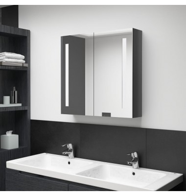  Veidrodinė vonios spintelė su LED apšvietimu, pilka, 62x14x60cm - Vonios spintelės, veidrodžiai - 1