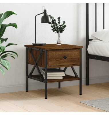 Naktinis staliukas, rudas ąžuolo, 40x42x45cm, apdirbta mediena - Naktinės spintelės - 1