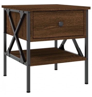  Naktinis staliukas, rudas ąžuolo, 40x42x45cm, apdirbta mediena - Naktinės spintelės - 2
