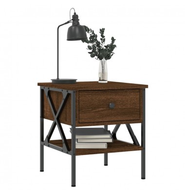  Naktinis staliukas, rudas ąžuolo, 40x42x45cm, apdirbta mediena - Naktinės spintelės - 3