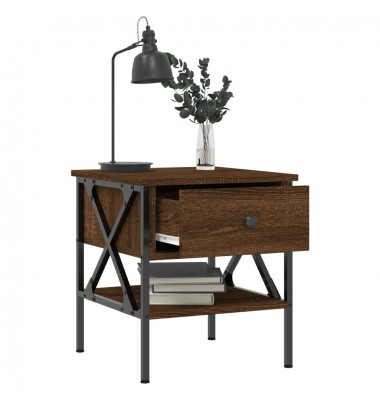  Naktinis staliukas, rudas ąžuolo, 40x42x45cm, apdirbta mediena - Naktinės spintelės - 4