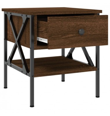  Naktinis staliukas, rudas ąžuolo, 40x42x45cm, apdirbta mediena - Naktinės spintelės - 6
