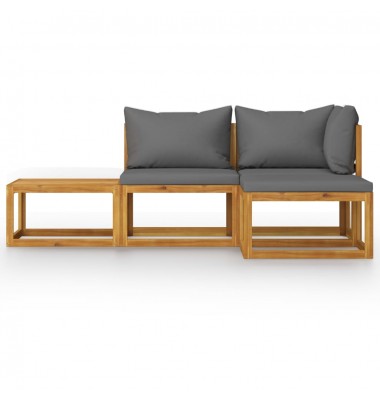  Sodo baldų komplektas su pagalvėmis, 4 dalių, akacijos masyvas - Lauko baldų komplektai - 3