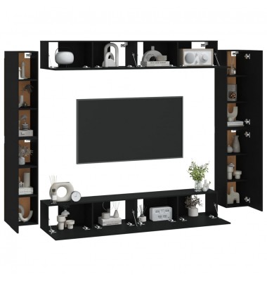 Televizoriaus spintelių komplektas, 8 dalių, juodas, mediena - TV spintelės - 3
