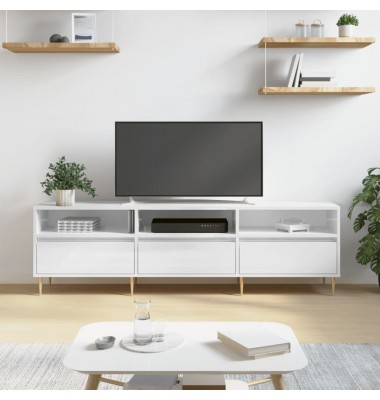  Televizoriaus spintelė, balta, 150x30x44,5cm, mediena, blizgi - TV spintelės - 1