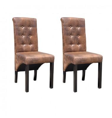  Valgomojo kėdės, 2vnt., rudos, dirbtinė oda  - Valgomojo Kėdės - 1