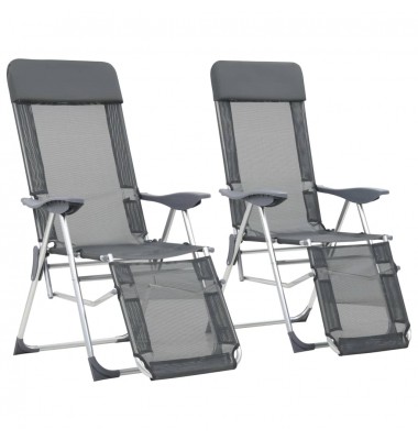  Stovyklavimo kėdės su pakojomis, 2vnt., pilkos, tekstilenas - Lauko kėdės - 1
