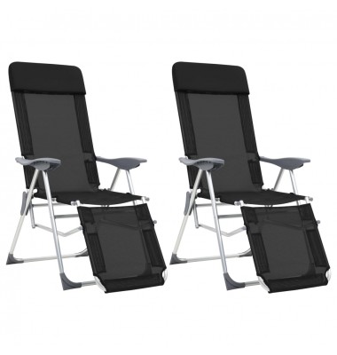  Stovyklavimo kėdės su pakojomis, 2vnt., juodos, tekstilenas - Lauko kėdės - 1