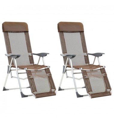  Stovyklavimo kėdės su pakojomis, 2vnt., rudos, tekstilenas - Lauko kėdės - 1