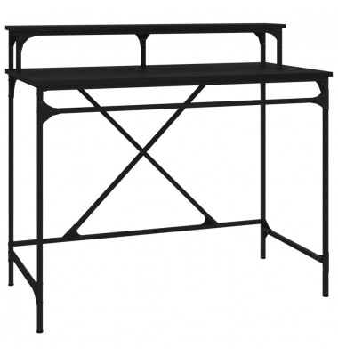  Rašomasis stalas, juodas, 100x50x90cm, apdirbta mediena/geležis - Rašomieji stalai - 2