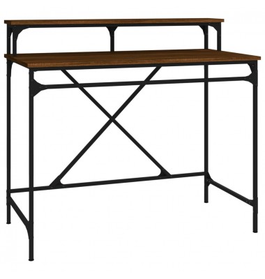  Rašomasis stalas, rudas ąžuolo, 100x50x90cm, mediena ir geležis - Rašomieji stalai - 2