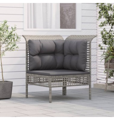 Kampinė sodo sofos dalis su pagalvėle, pilka, poliratanas - Moduliniai lauko baldai - 1
