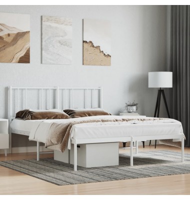  Metalinis lovos rėmas su galvūgaliu, baltos spalvos, 140x190cm - Lovos - 1