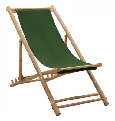  Terasos kėdė, žalios spalvos, bambukas ir drobė - Lauko kėdės - 1