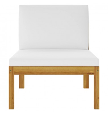  Sodo baldų komplektas su pagalvėmis, 5 dalių, kreminis, akacija - Lauko baldų komplektai - 5