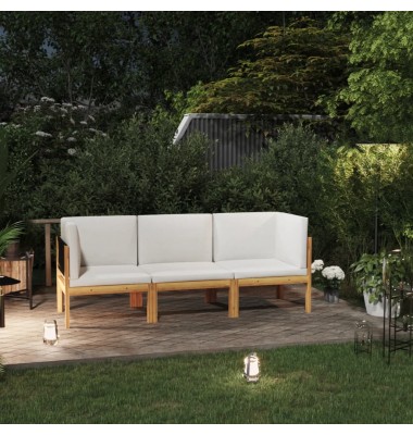 Trivietė sodo sofa su pagalvėlėmis, akacijos medienos masyvas - Lauko baldų komplektai - 1