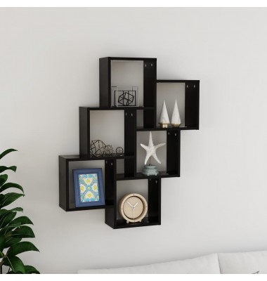  Sieninė lentyna, juoda, 78x15x93cm, MDP, kubo formos - Pakabinamos lentynos, spintelės - 1