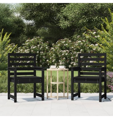  Sodo kėdės, 2vnt., juodos, 60x48x91cm, pušies medienos masyvas - Lauko kėdės - 1