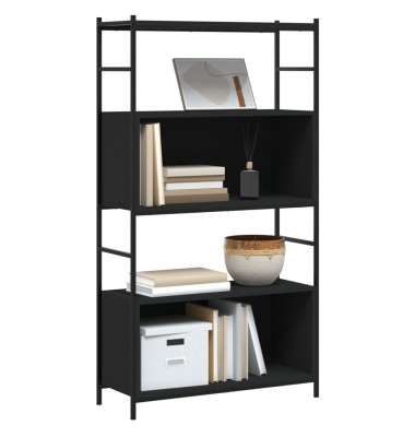  Knygų lentyna, juoda, 80x30x145,5cm, apdirbta mediena/geležis - Pastatomos lentynos, spintelės - 3