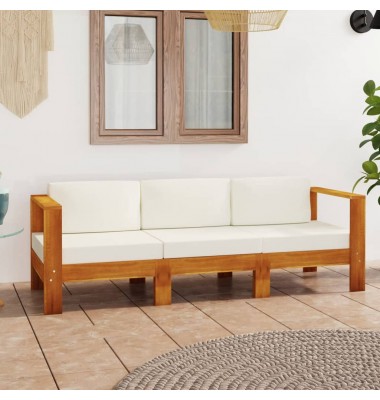 Keturvietė sodo sofa su kreminėmis pagalvėmis, akacijos masyvas - Lauko baldų komplektai - 1