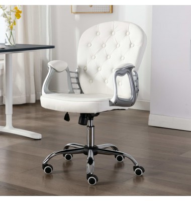  Pasukama biuro kėdė, baltos spalvos, dirbtinė oda  - Biuro kėdės - 1