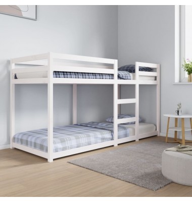 Dviaukštė lova, balta, 80x200cm, pušies medienos masyvas - Lovos - 1