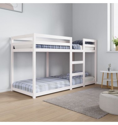  Dviaukštė lova, balta, 75x190cm, pušies medienos masyvas - Lovos - 1