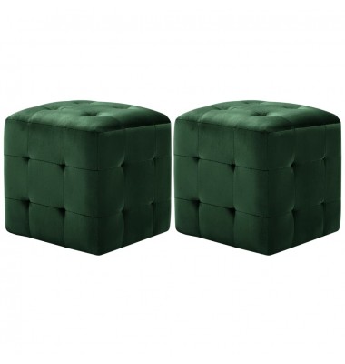  Pufai, 2 vnt., žalios spalvos, 30x30x30 cm, aksomas (249019) - Pufai, pakojos - 1