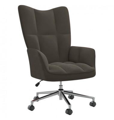  Poilsio kėdė, tamsiai pilkos spalvos, aksomas - Foteliai, krėslai - 1