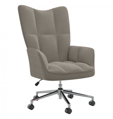  Poilsio kėdė, šviesiai pilkos spalvos, aksomas - Foteliai, krėslai - 1