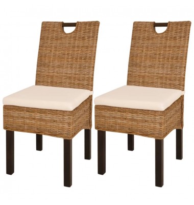  Valgomojo kėdės, 2 vnt., Kubu ratanas, mango mediena - Valgomojo Kėdės - 1