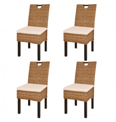  Valgomojo kėdės, 4 vnt., Kubu ratanas, mango mediena - Valgomojo Kėdės - 1