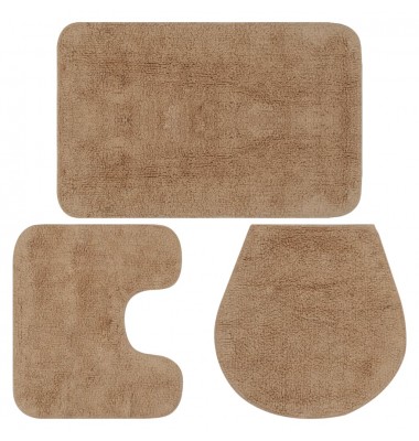  Vonios kilimėlių rinkinys, 3d., smėlio spalvos, audinys - Vonios kilimėliai - 1
