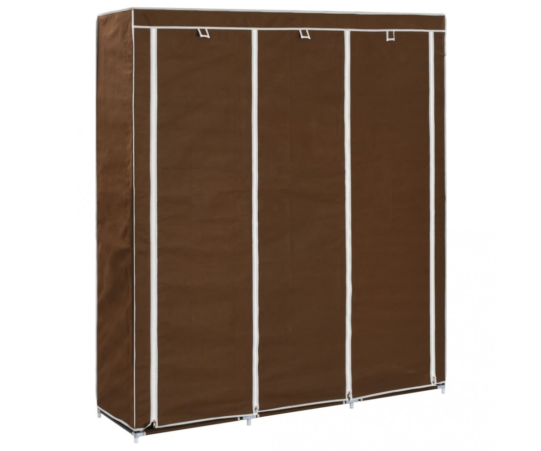Drab. spinta su skyr. ir stryp., ruda, 150x45x175cm, audinys - Drabužių spintos - 1 Drab. spinta su skyr. ir stryp., ruda, 150x45x175cm, audinys - Drabužių spintos - 1