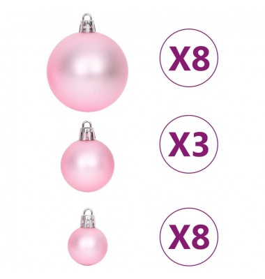 Kalėdinių žaisliukų rinkinys, 65vnt., rožiniai/raudoni/balti - Kalėdinės dekoracijos - 7
