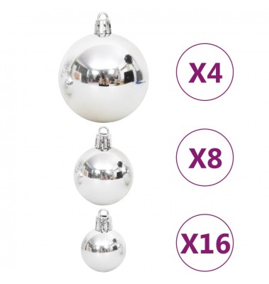  Kalėdinių žaisliukų rinkinys, 108vnt., sidabriniai ir balti - Kalėdinės dekoracijos - 6