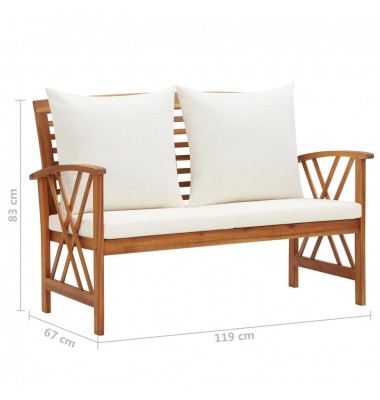  Sodo baldų komplektas su pagalvėmis, 3 dalių, akacijos masyvas - Lauko baldų komplektai - 9