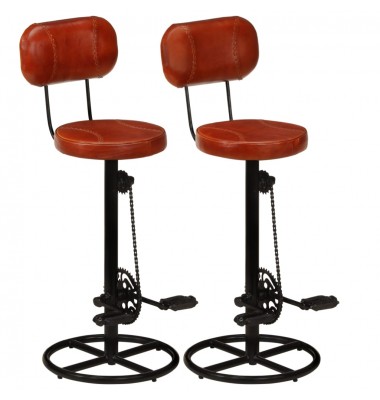  Baro taburetės, 2vnt., juodos ir rudos, tikra ožkos oda  - Baro kėdės - 1