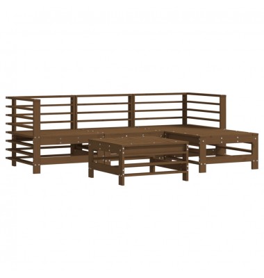  Sodo komplektas su pagalvėlėmis, 5 dalių, medaus rudas, mediena - Lauko baldų komplektai - 3